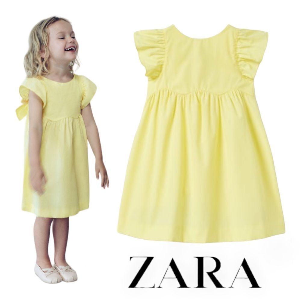 ZARA Kids | Light Yellow | POPLIN DRESS WITH BOWS